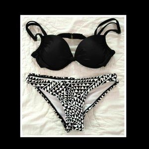 Xhilaration Swim BIKINI set S/XS Black White